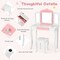 Kids Vanity Princess Makeup Dressing Table Chair Set with Tri-folding Mirror